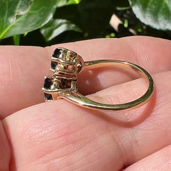 VINTAGE 14K GOLD BLUE SAPPHIRE DIAMOND TOI ET MOI RING ENGAGEMENT ANNIVERSARY - Picture 11 of 16